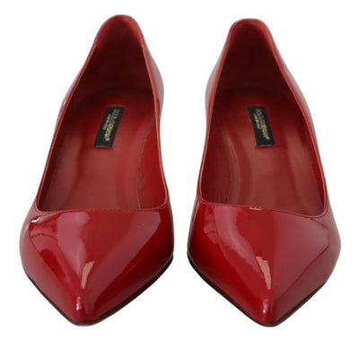 Red Patent Leather Kitten Heels Pumps Shoes