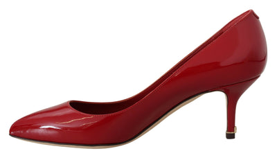 Red Patent Leather Kitten Heels Pumps Shoes