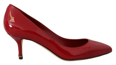 Red Patent Leather Kitten Heels Pumps Shoes