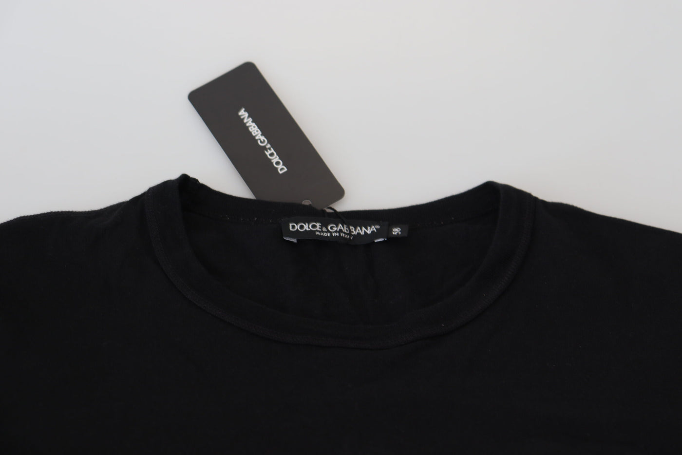 Black Logo Plaque Cotton Crew Neck T-shirt