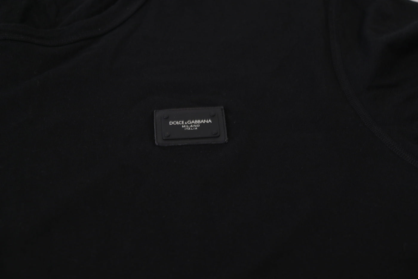 Black Logo Plaque Cotton Crew Neck T-shirt