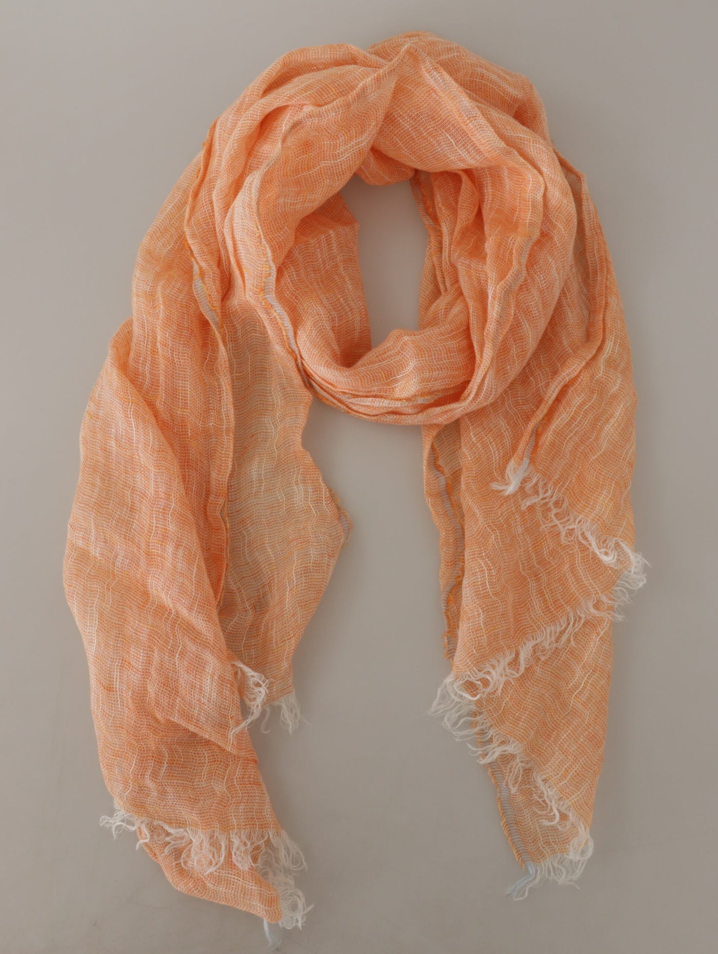 Peach Linen Knitted Shawl Wrap Fringes Scarf