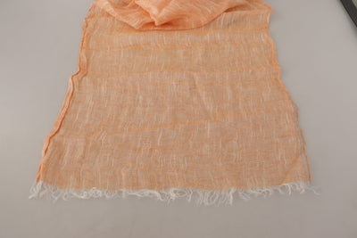 Peach Linen Knitted Shawl Wrap Fringes Scarf