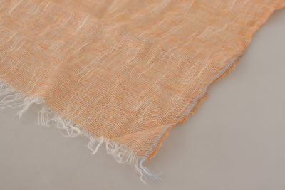 Peach Linen Knitted Shawl Wrap Fringes Scarf