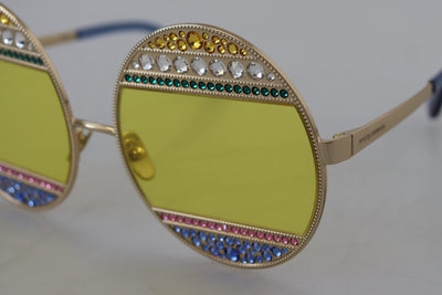 Gold Oval Metal Crystals Shades DG2209B Sunglasses