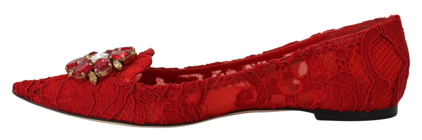 Red Taormina Crystals Loafers Flats Shoes