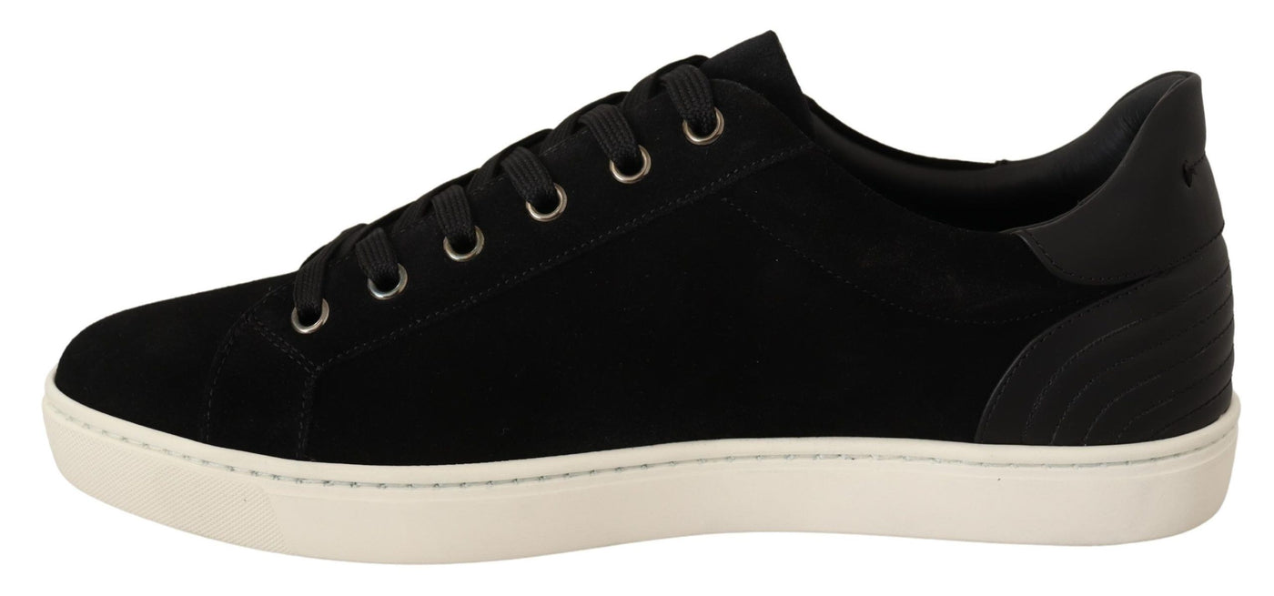 Black Suede Leather Mens Low Tops Sneakers