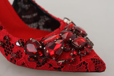 Red Crystals Heel Slingback Mary Jane Shoes