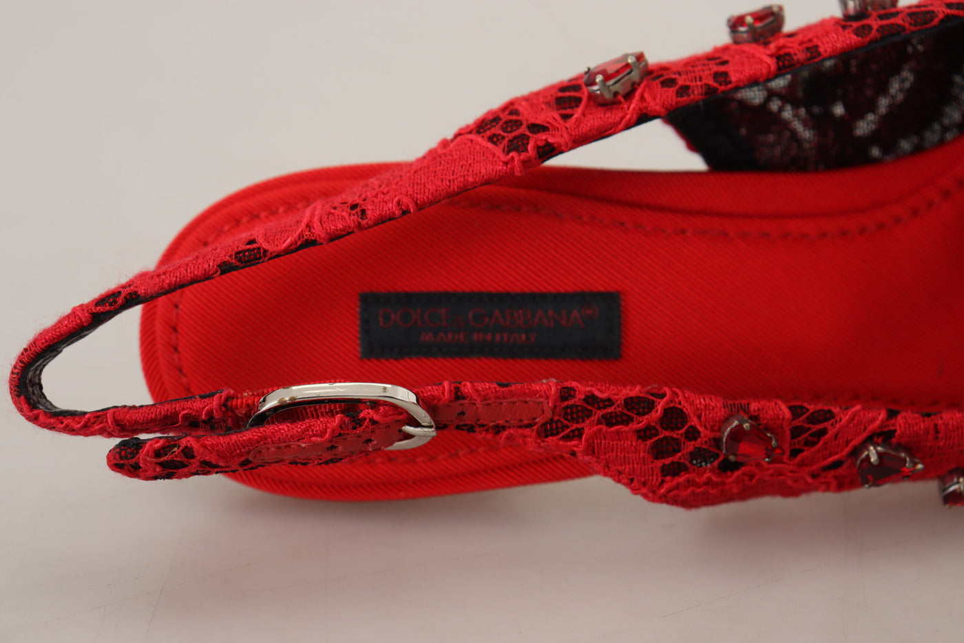 Red Crystals Heel Slingback Mary Jane Shoes