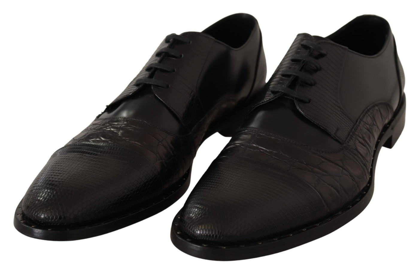 Black Leather Exotic Skins Formal Shoes