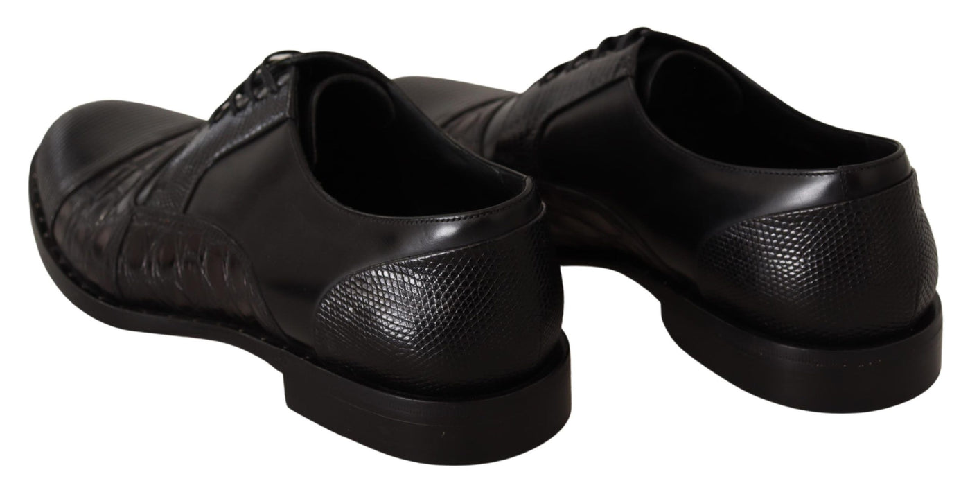 Black Leather Exotic Skins Formal Shoes