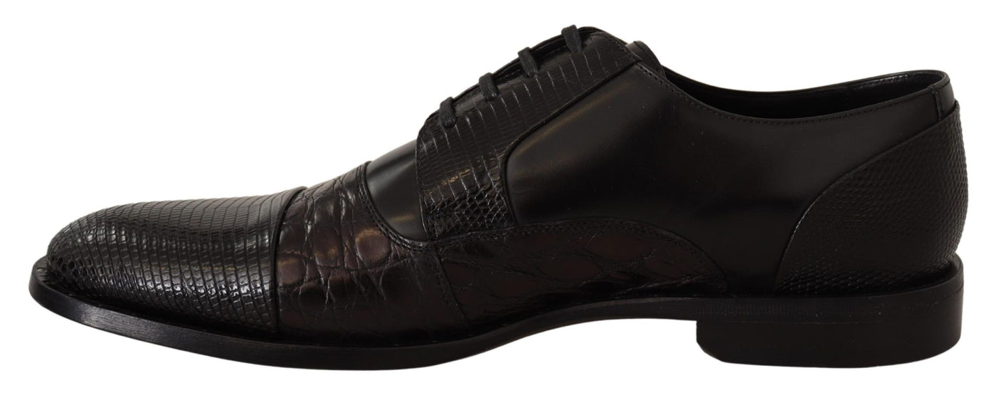 Black Leather Exotic Skins Formal Shoes