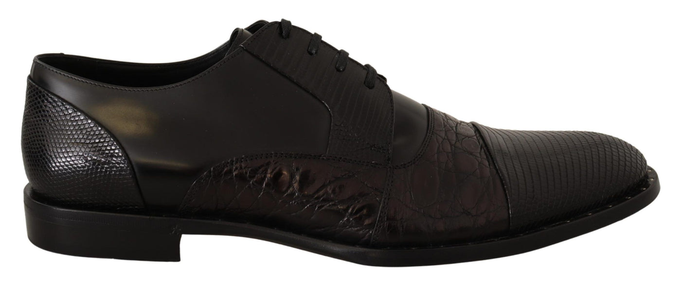 Black Leather Exotic Skins Formal Shoes