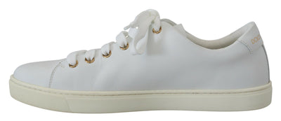 White Leather Gold Red Heart Sneakers Shoes