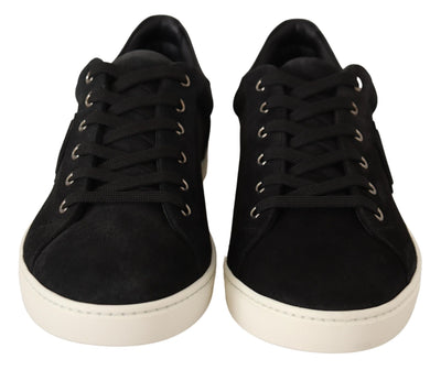 Black Suede Leather Mens Low Tops Sneakers