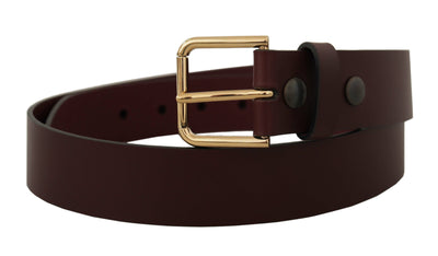 Brown Calf Leather Gold Tone Metal Buckle Belt