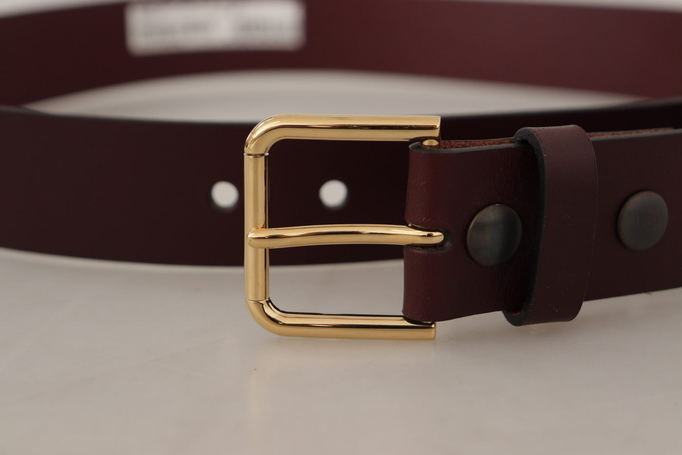 Brown Calf Leather Gold Tone Metal Buckle Belt