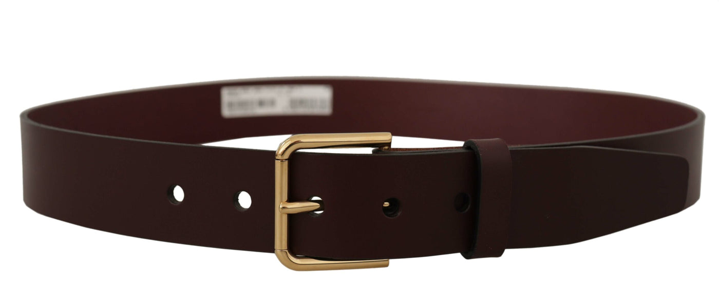 Brown Calf Leather Gold Tone Metal Buckle Belt