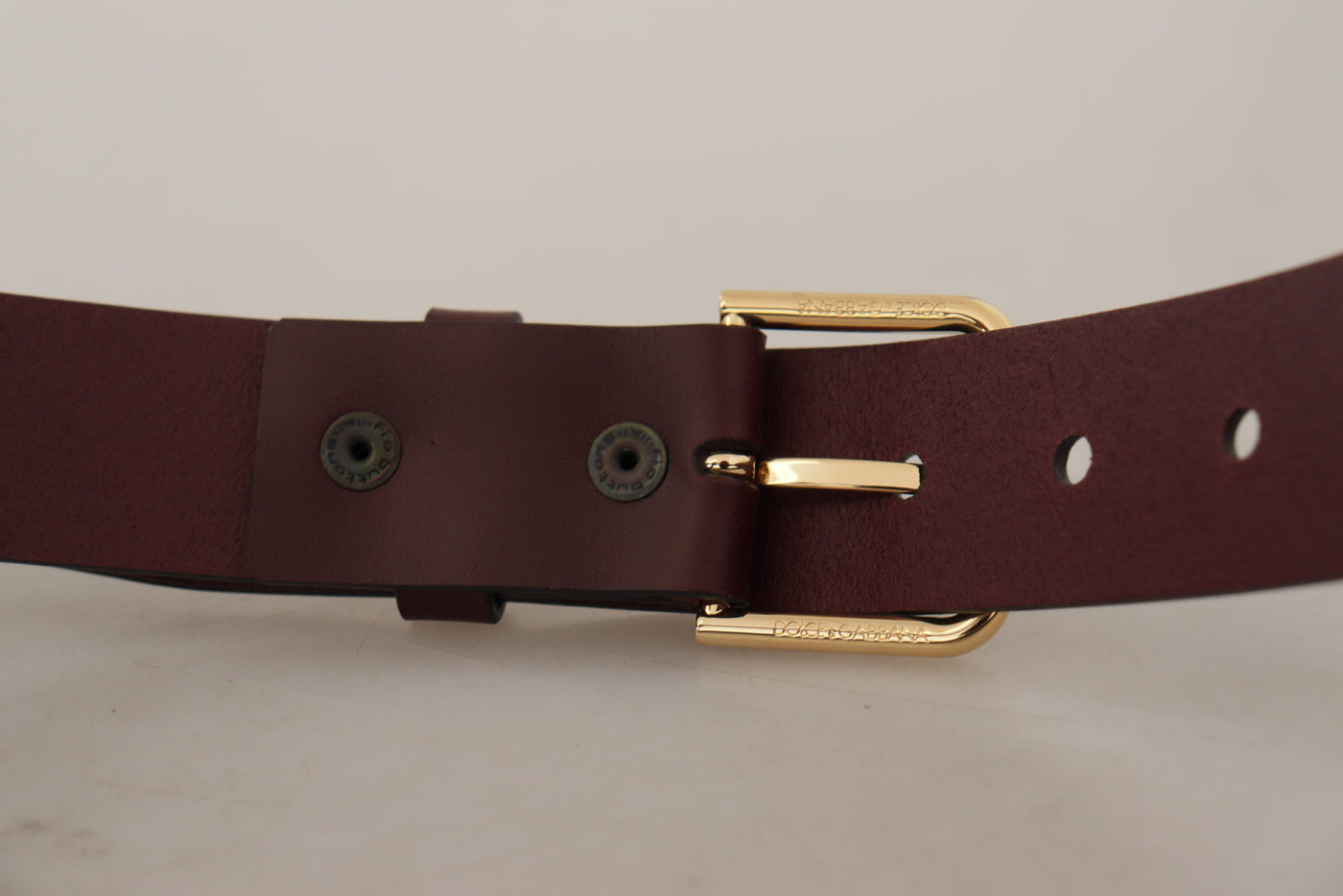 Brown Calf Leather Gold Tone Metal Buckle Belt