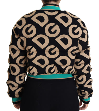 Multicolor DG Logo Print Quilted Bomber Jacket