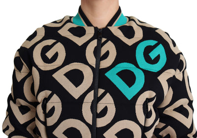 Multicolor DG Logo Print Quilted Bomber Jacket