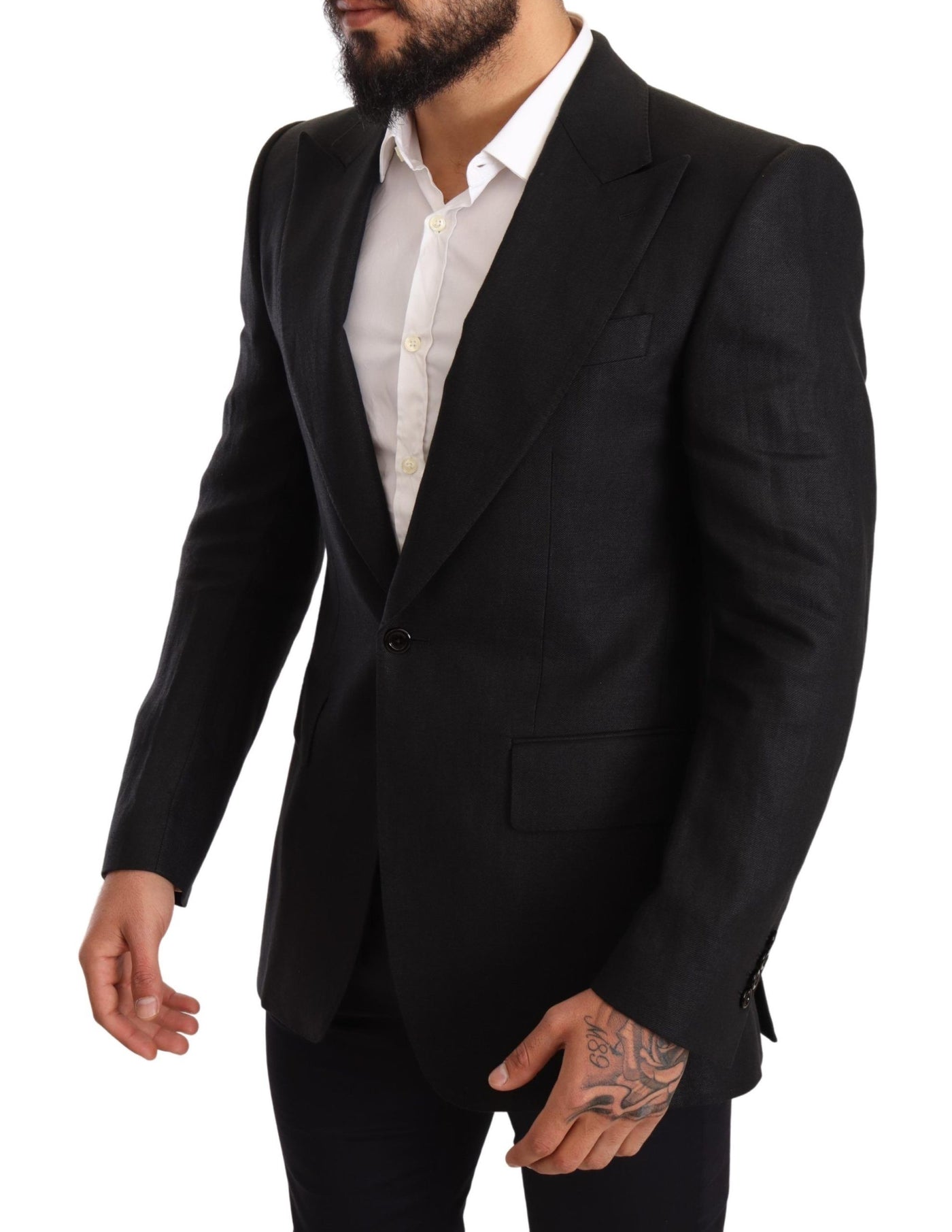 Black Linen Slim Fit Coat Jacket Blazer