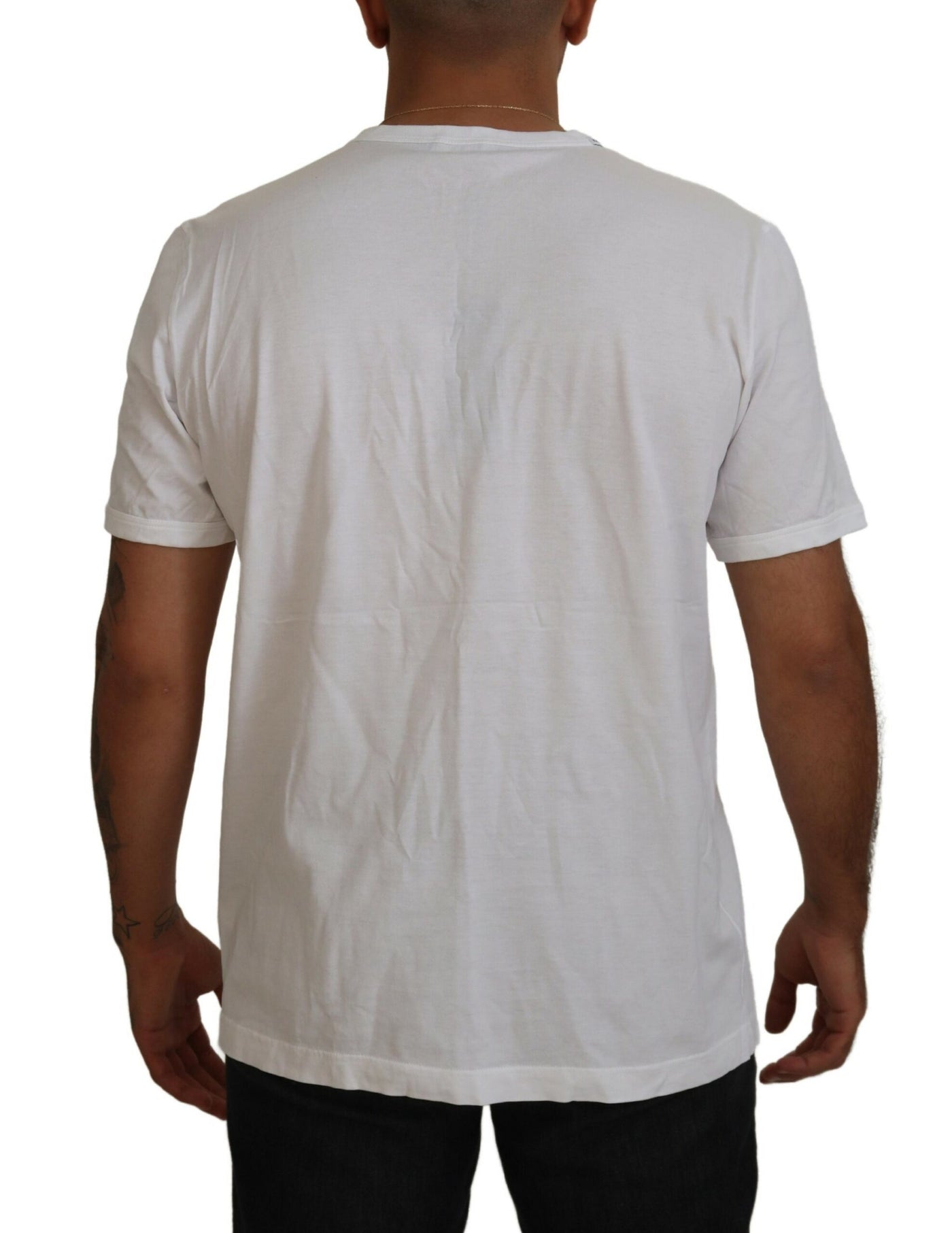 White Cotton Short Sleeve Crew Neck T-shirt