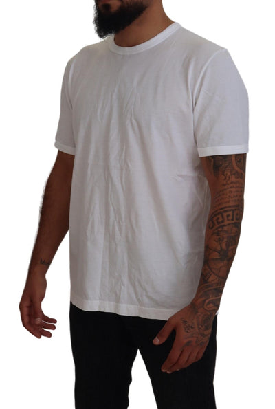 White Cotton Short Sleeve Crew Neck T-shirt