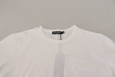 White Cotton Short Sleeve Crew Neck T-shirt