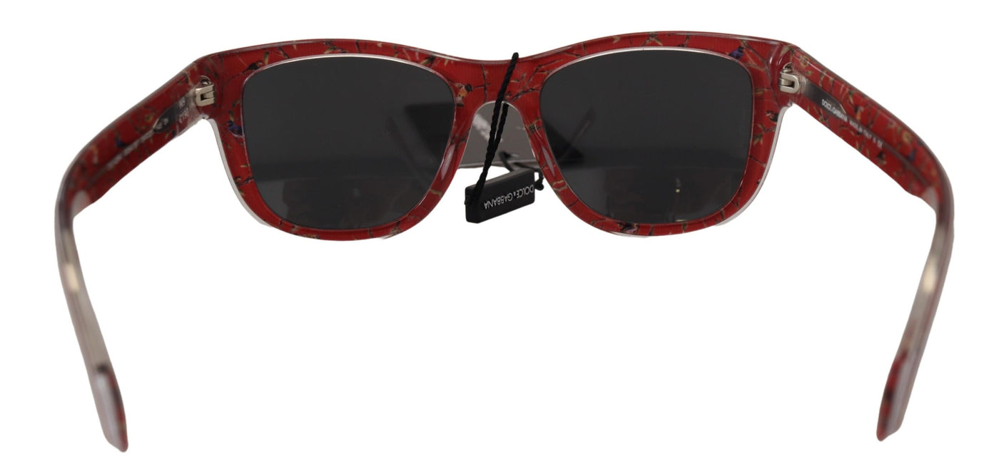 Red Floral Plastic Frame Round Lens DG4284 Sunglasses