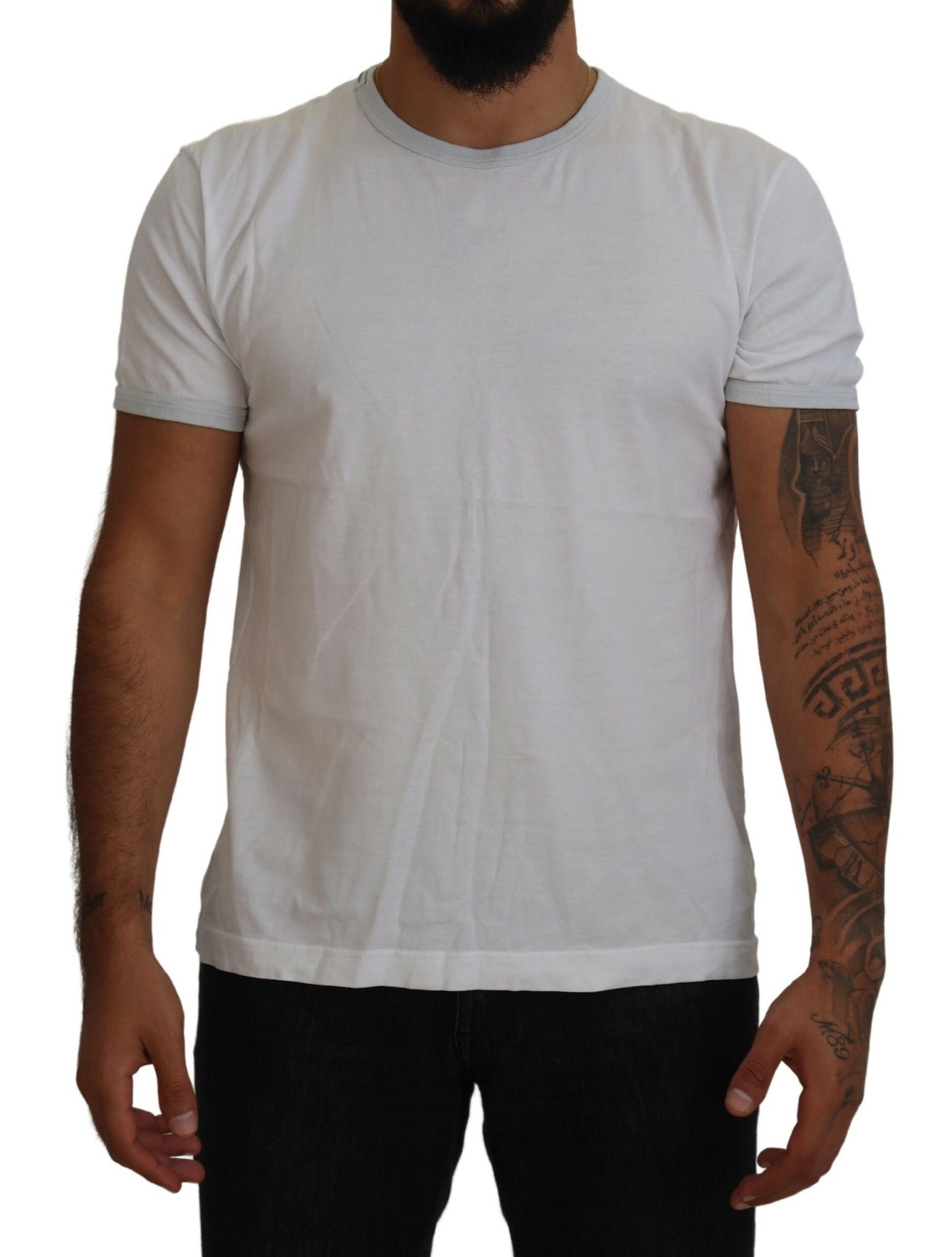 White Cotton Short Sleeve Round Neck T-shirt