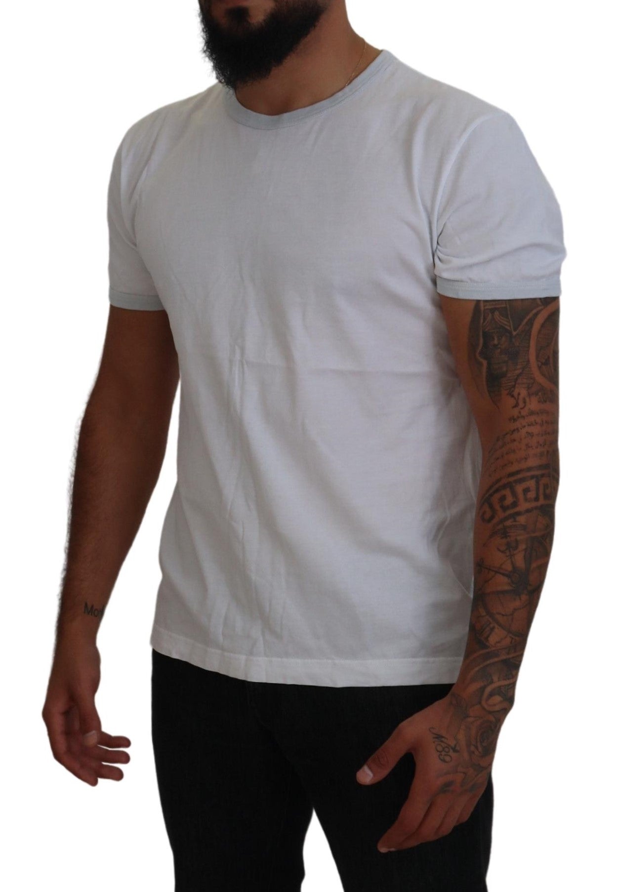 White Cotton Short Sleeve Round Neck T-shirt