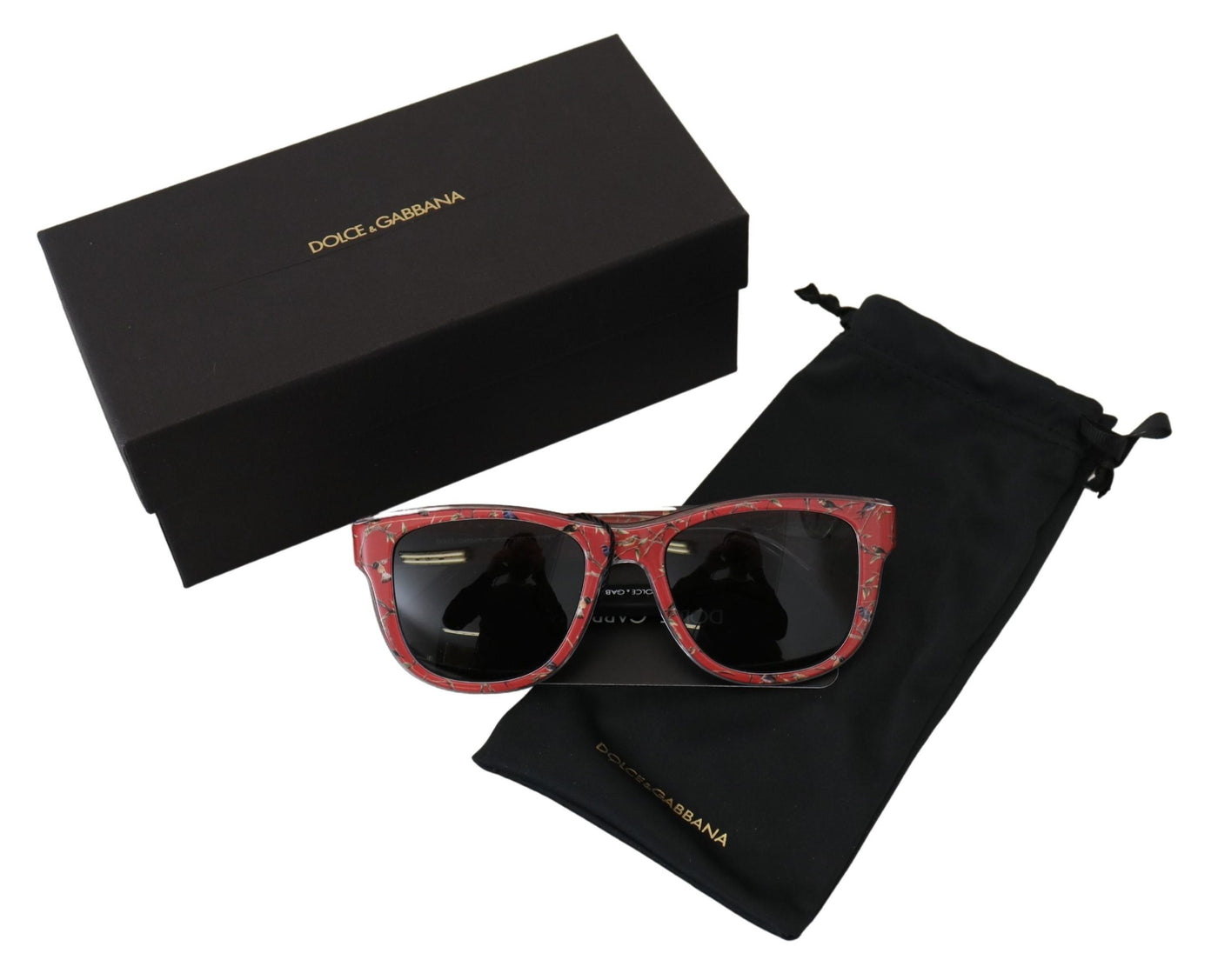 Red Floral Plastic Frame Round Lens DG4284 Sunglasses