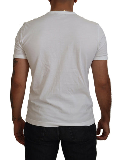 White Cotton Short Sleeves Crew Neck T-shirt