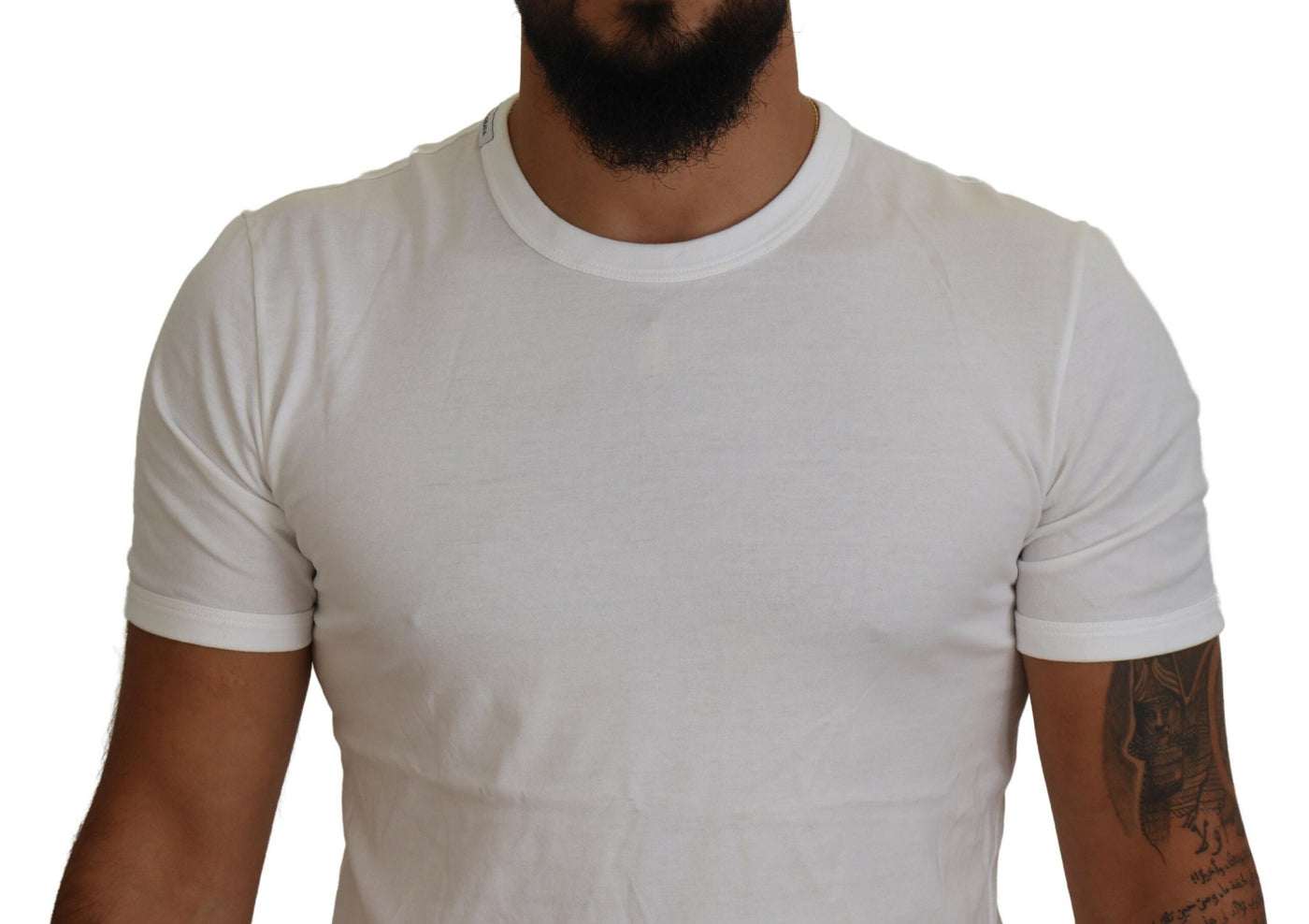 White Cotton Short Sleeves Crew Neck T-shirt