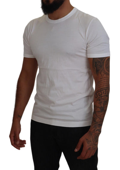 White Cotton Short Sleeves Crew Neck T-shirt