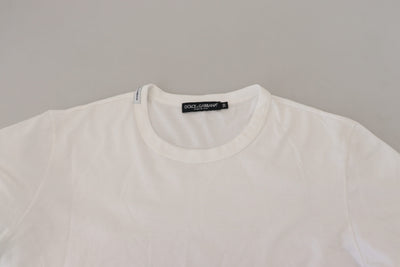 White Cotton Short Sleeves Crew Neck T-shirt