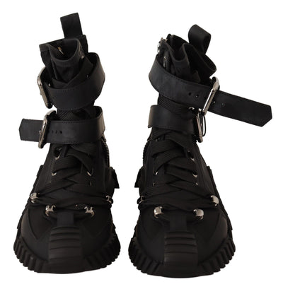 Black Trekking Boots High Cut Sneakers Shoes