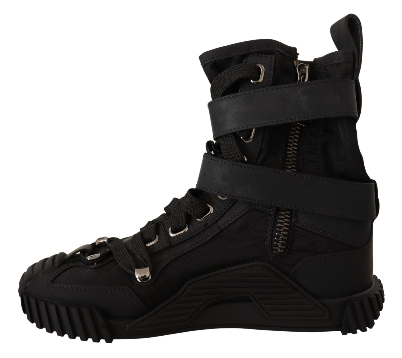 Black Trekking Boots High Cut Sneakers Shoes