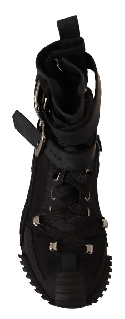 Black Trekking Boots High Cut Sneakers Shoes