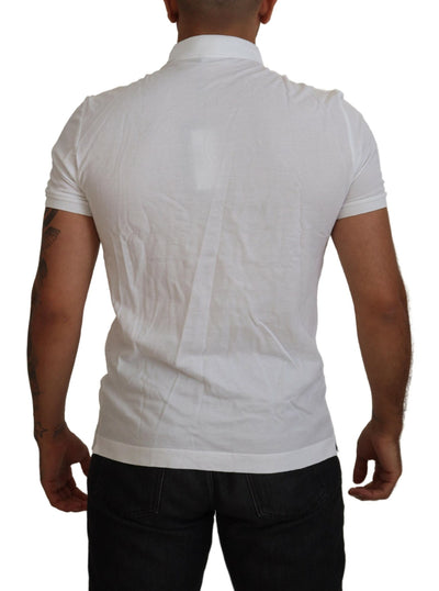 White Logo Plaque Cotton Collar Polo T-shirt