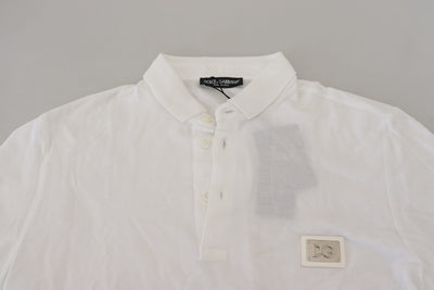 White Logo Plaque Cotton Collar Polo T-shirt