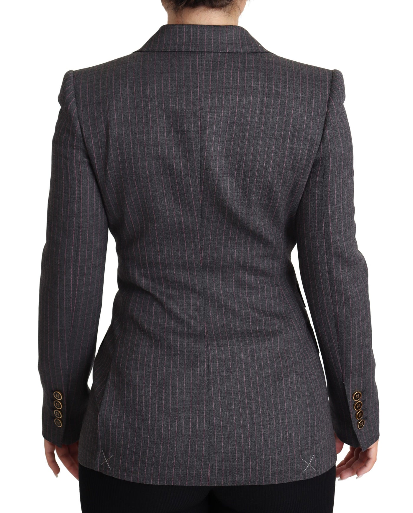 Gray Single Breasted Fitted Blazer Wool Jacket