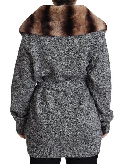 Gray Cardigan Fur Coat Cashmere Jacket