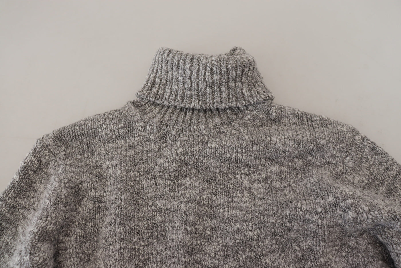 Gray Wool Knit Turtleneck Pullover Sweater