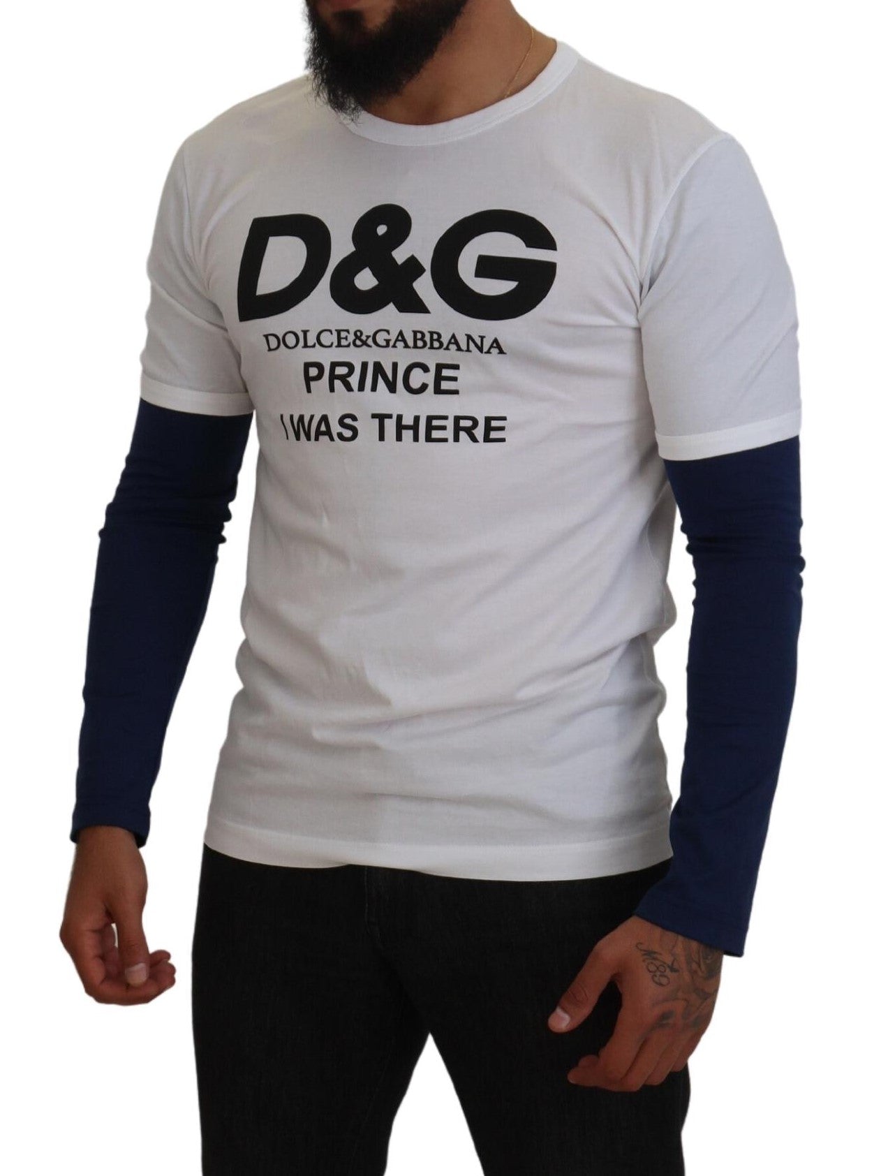 White DG Prince Crew Neck Pullover Sweater