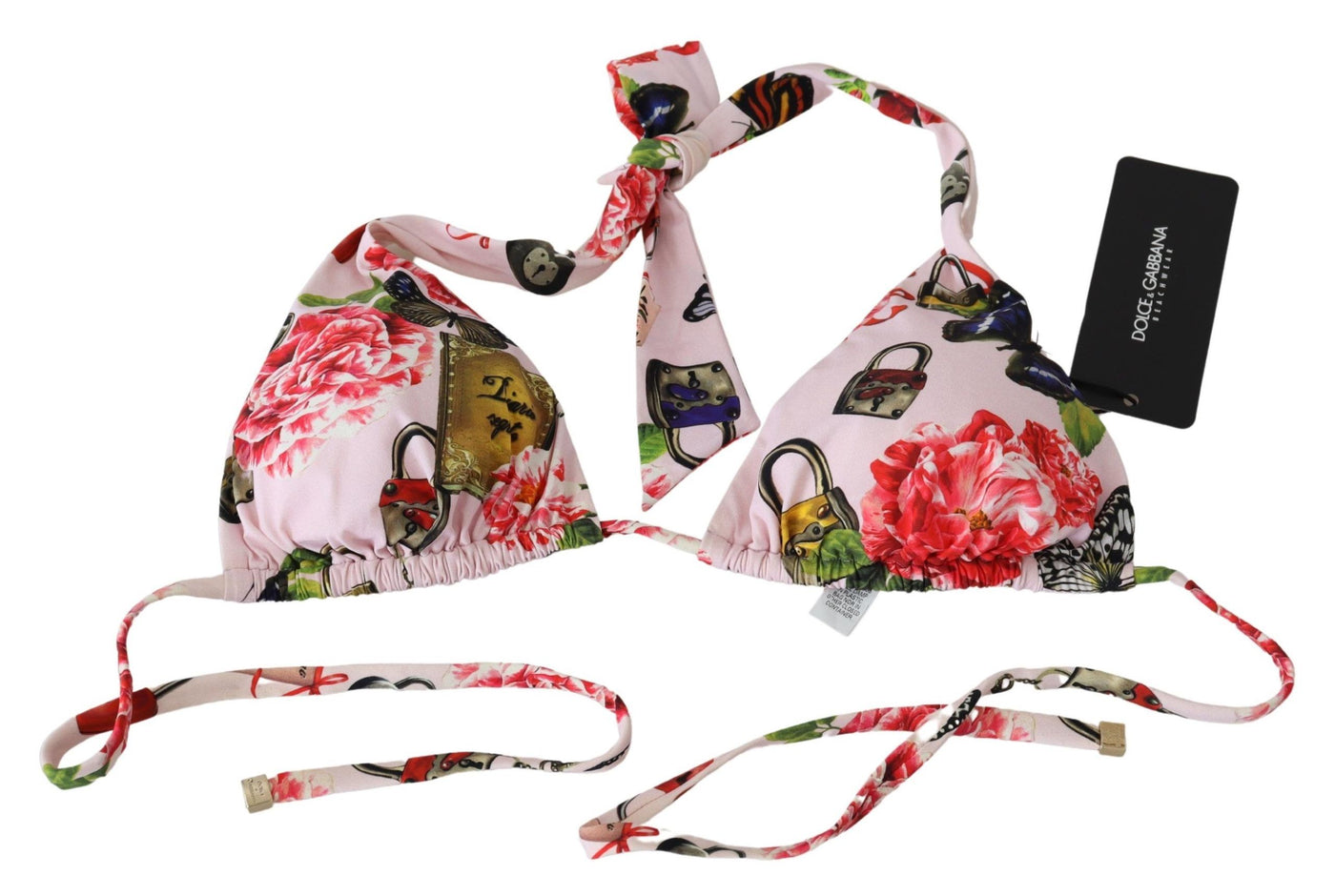 Multicolor Floral Butterfly Padlock Bikini Tops