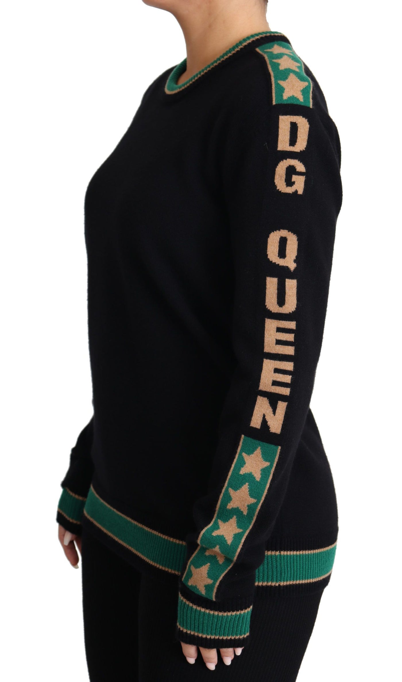 Black DG Queen Cashmere Women Pullover Sweater