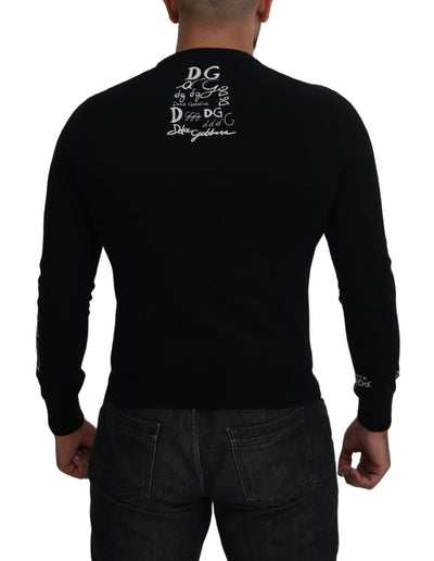 Black Cashmere Crew Neck Pullover Sweater