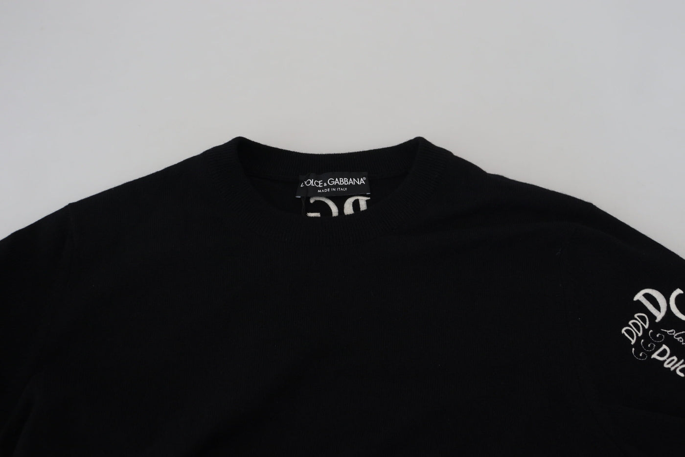 Black Cashmere Crew Neck Pullover Sweater